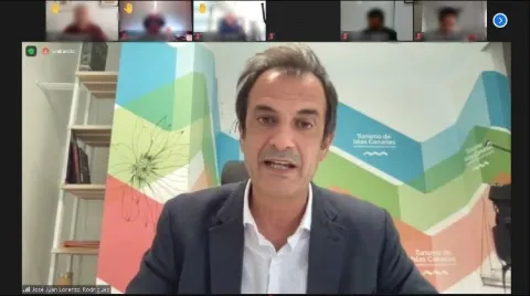 José Juan Lorenzo, gerente de Turismo de Islas Canarias, durante la presentación de "Canarias Destino" organizada por DIRCOM Canarias