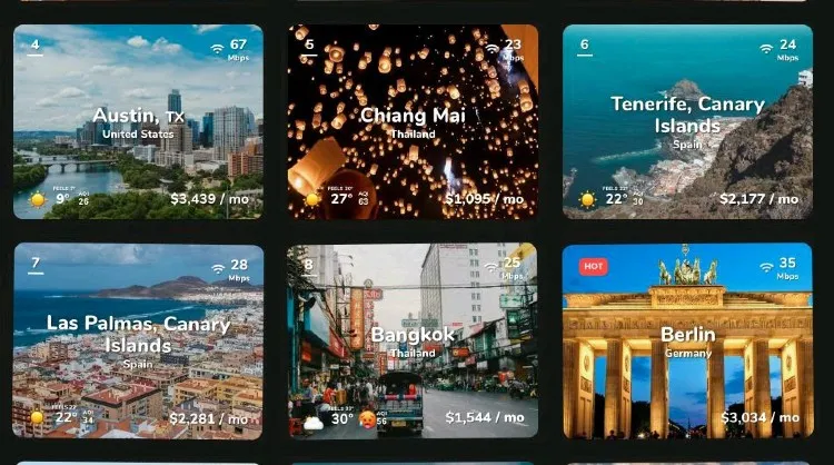 Ranking en nomadlist.com donde aparecen simultáneamente las dos capitales canarias